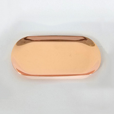 Nordeuropæisk guld dekoration plader dessert metal bakke ins smykker ring opbevaring bakke til cupcake ellipse sølv/rosa guld: Rose guld lille