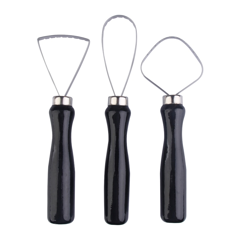 3 Pcs Hout Aardewerk Klei Sculptuur Grote Loop Tool Met Stalen Platte Draad Polymeer Shapers Modellering Gesneden Gereedschap