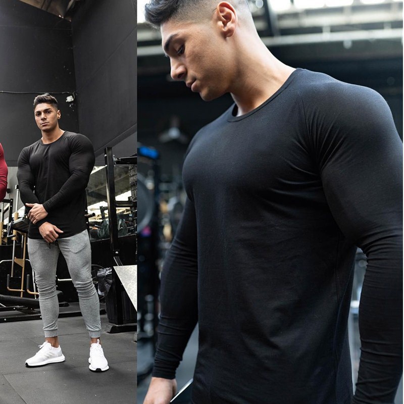 Herfst Heren Running Lange Mouw T-shirt Mannen Gym T-shirts Mannelijke Bodybuilding Tee Shirts Casual T-shirt Voor Man Sportkleding