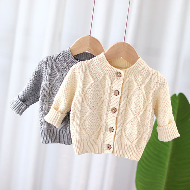 Baby drenge og piger cardigan 0-5 år efterår og vinter online berømthed klassisk diamant plaid twist fletning baby børnetøj