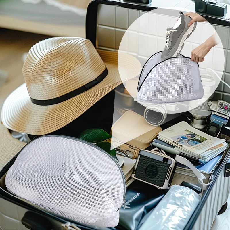 Mesh Laundry Bag Washing Machine Shoes Bag with Zips Travel Shoe Storage Bags Protective Clothes Storage Box Organizer Bags