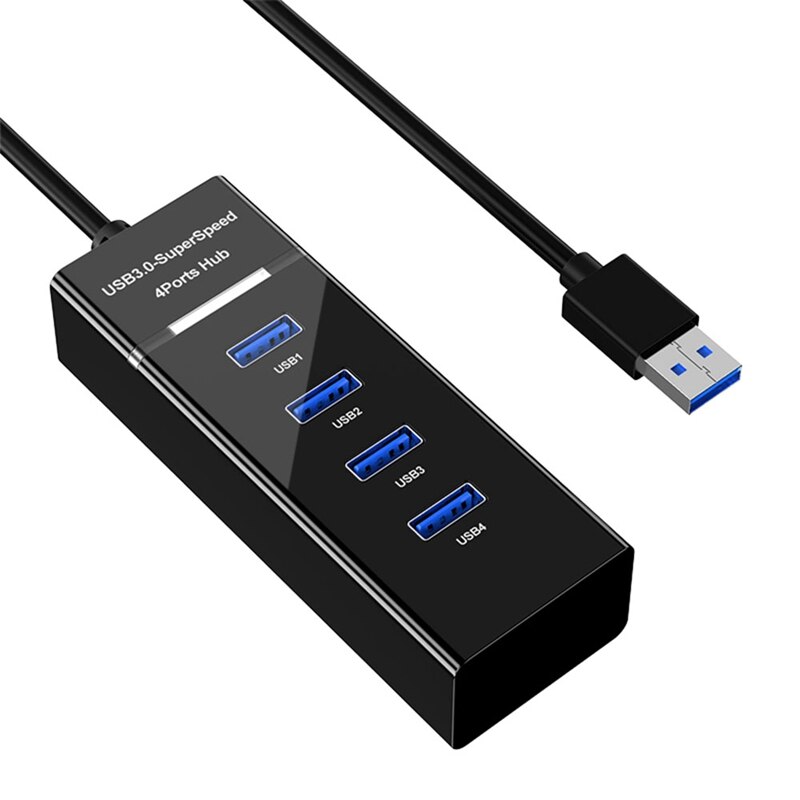 Ultra-High-Speed Portable USB 3.0 Hub, 4-Port Hub Data Synchronization Adapter, for Notebook Computers