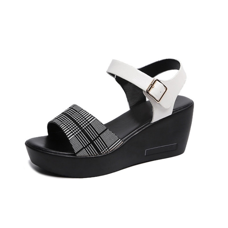 Ho Heave plate-forme chaussures vichy talons hauts chaussures d'été femme respirant sandales femmes compensées antidérapant plate-forme chaussures