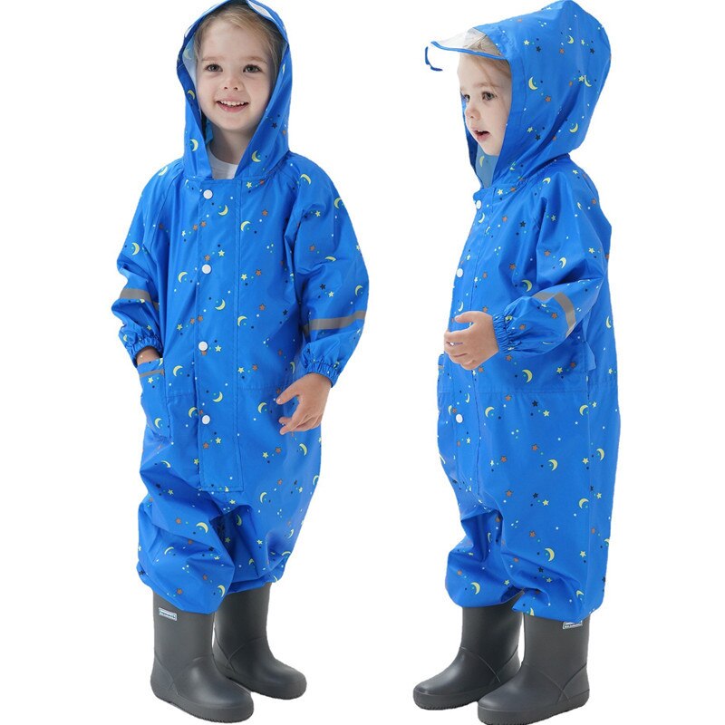 Kids Raincoat Cartoon Toddler Clothing Boys Hooded Jumpsuit For Infant Girls 1-10 Years Rainwear Children Rain Pants: blue-3 / XXL(120-130cm)