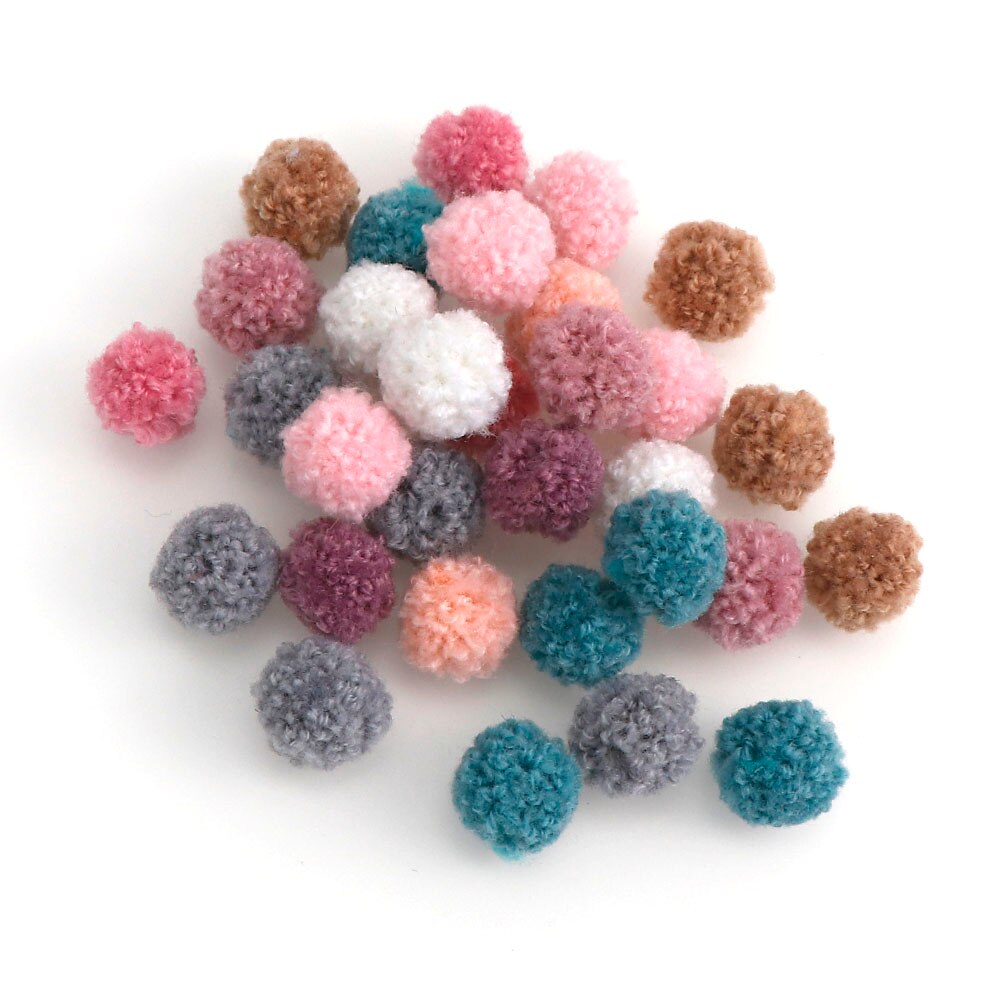 50 stk koreanske skærmblondebolde pom pom plysbolde 15mm/20mm mini frynser strikket stof håndlavet gør-det-selv håndværk hovedbeklædning bryllup dekoration: 15mm