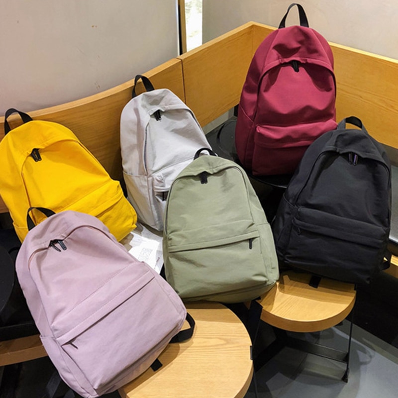 Hocodo Effen Canvas Rugzak Voor Tieners Vrouwen Casual Grote Capaciteit Schooltas Eenvoudige College Wind Rugzak Mochila