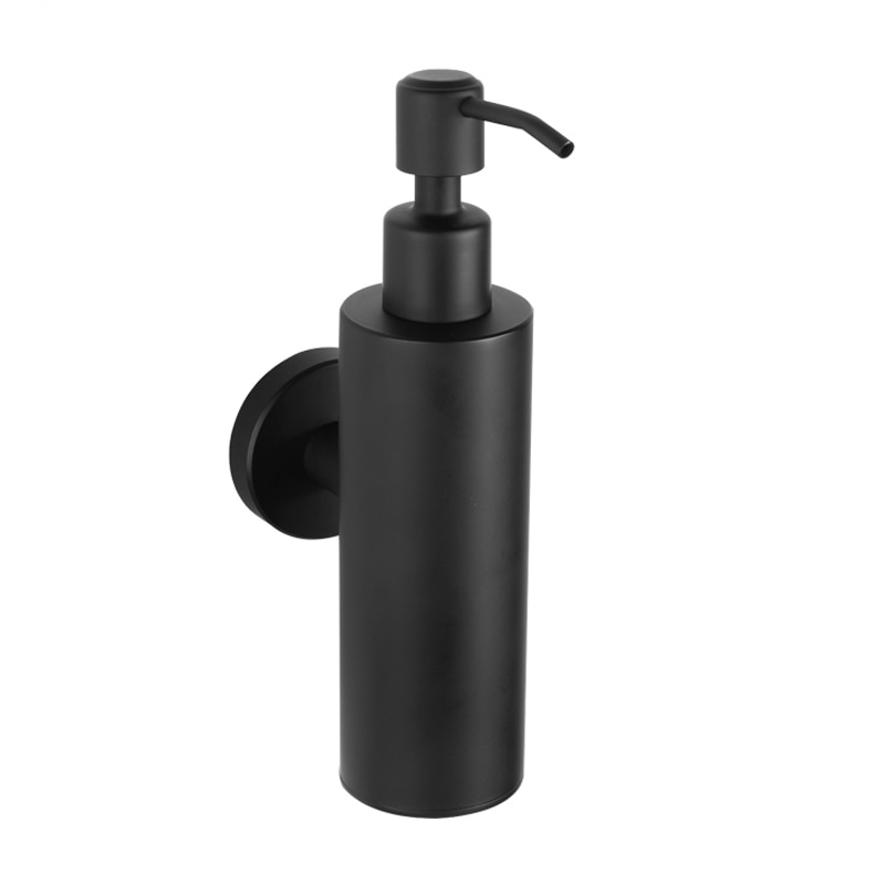 Liquid Hand Soap Dispenser Stainless Steel Wall Mounted Black Simple Bathroom Hardware Screw Fixation