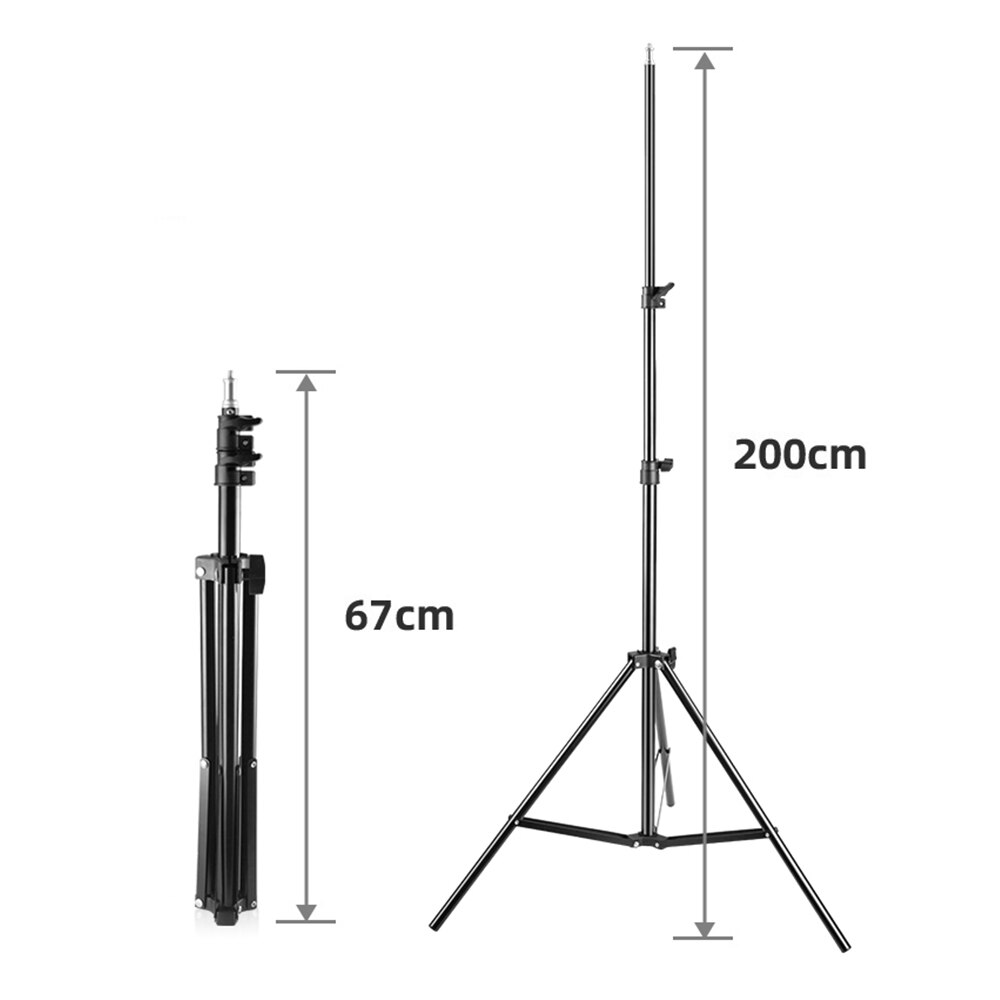 50/150/200cm altura ajustável do tripé do suporte leve três seções material resistente da liga de alumínio 1/4 polegadas parafuso para luzes