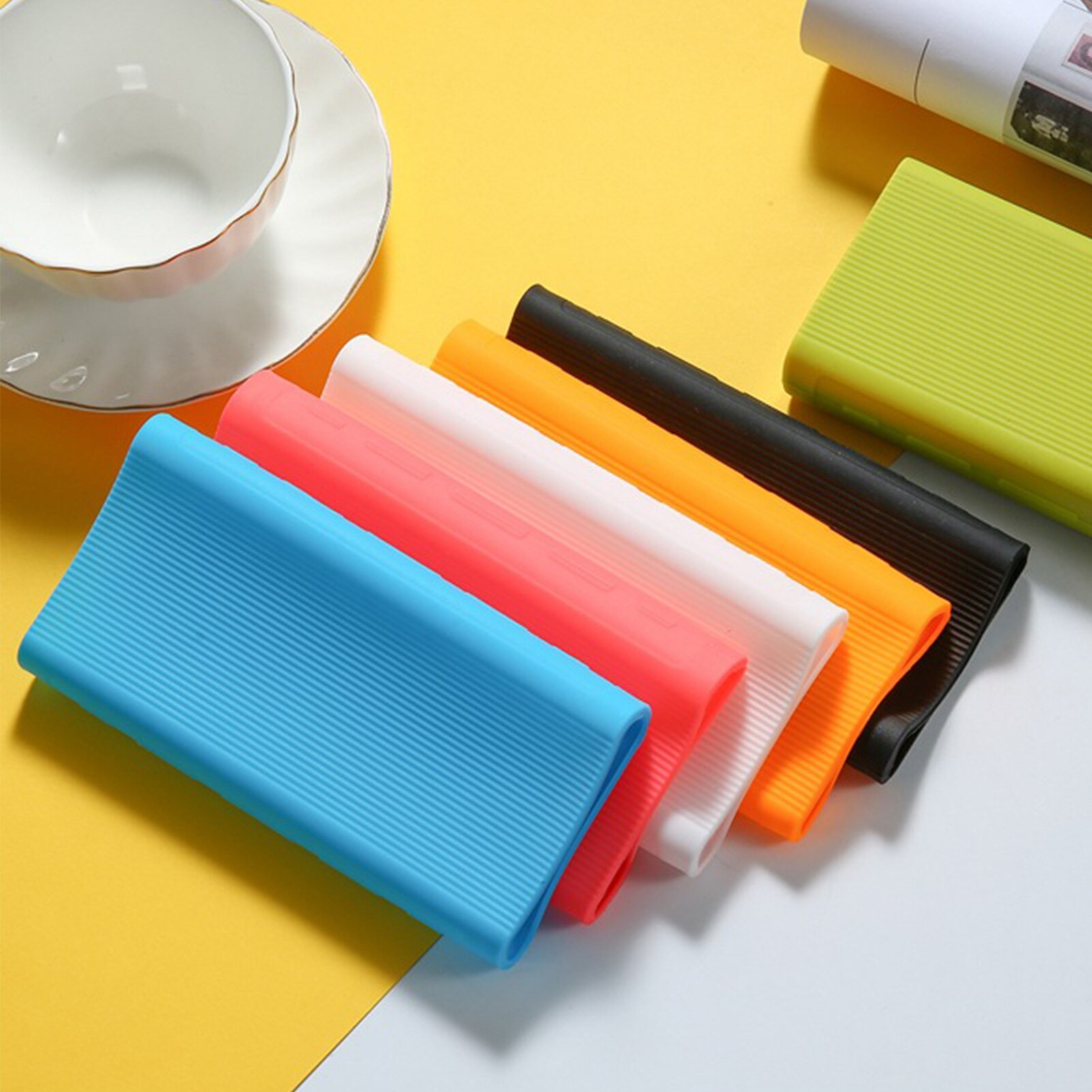 Capa de silicone protetora de energia, carregador usb para xiaomi mi power bank 3 20000mah