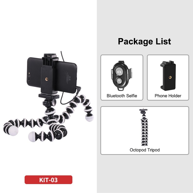 Jumpflash DSLR SLR Phone Vlog Tripod Vlogging Kits Live Selfie Fill Light Integration with Remote Control Microphone LED Light: KIT-03