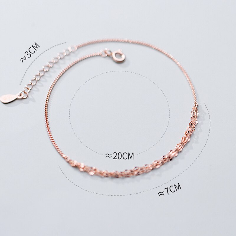 MIQIAO braccialetti alla caviglia in argento sterlina 925 per donna accessori da spiaggia estivi donna coreana semplice ornamenti per piedi catena per gambe: rosa color oro