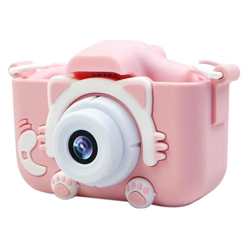 Appareil photo numérique IPS Sn 720P enfants enfants caméra avec étui de dessin animé enfants caméra anniversaire de noël pour les enfants: Pink