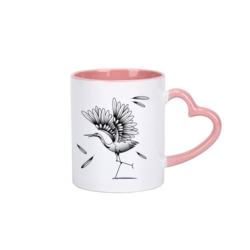 Creatieve Chinese Crane Mok Goud Handvat Keramische Koffie Mokken Thee Melk Bier Mok Water Cup Drinkware Cup KTDW-026: KTDW-026-C