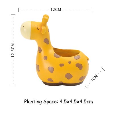 1pc dyreharpiks sukkulent plantepotte dekorativ desktop urtepotte mini bonsai planter hjem haveindretning bjørn zebra giraf: Giraf