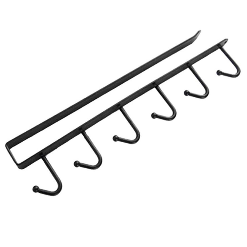 6 krokar köksskåp hängande ställning metall förvaring hängare arrangör: Svart