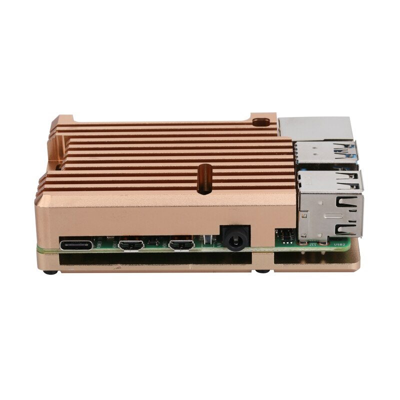 Raspberry Pi 4 Metal Shell Gold Aluminum Case Cooling Enclosure Cover with fan Optional for RPI 4 Model B
