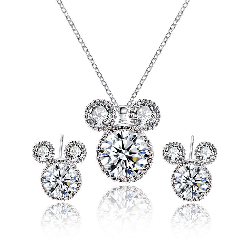 Vrouwen Ketting Oorbellen Verzilverd Zirconia Sieraden Set Mode Eenvoudige Sieraden Set Geven Vriendin: white mouse
