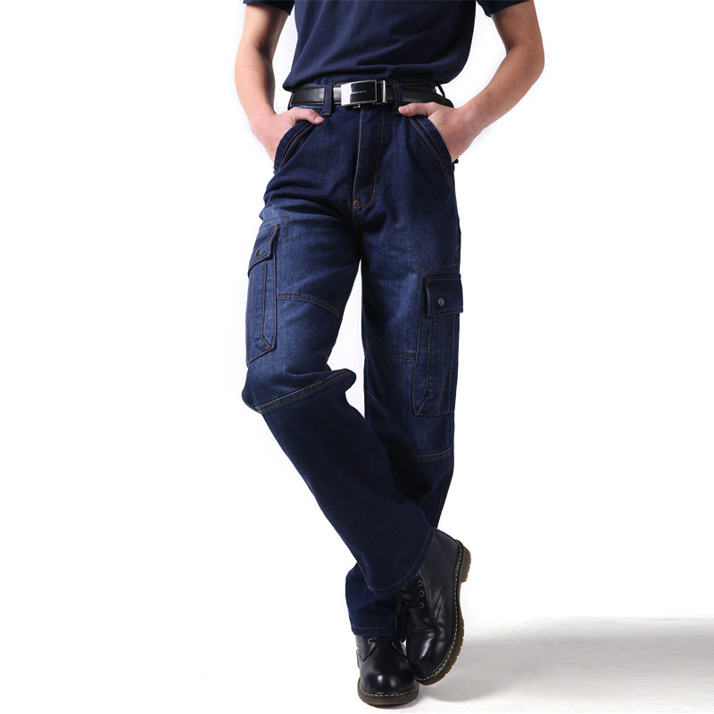 Pantalones vaqueros holgados de estilo hip hop para hombre, pantalón vaquero Punk desgastado de talla grande 30-46, con bolsillos grandes, para monopatín, Rap