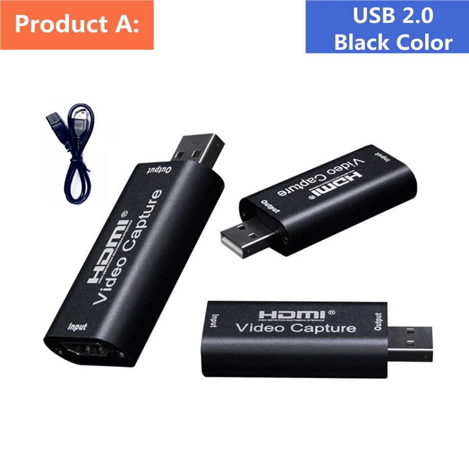 Grwibeou-tarjeta de captura de vídeo 4K USB 3,0, compatible con HDMI, grabador de grabadora de vídeo HD 1080P 60fps para OBS, captura de tarjeta de juego en vivo: USB 2.0