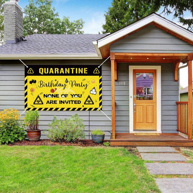 Happy Birthday Quarantine Birthday Decorations Banner - Social Distancing Backdrop Birthday Party Idea Supplies