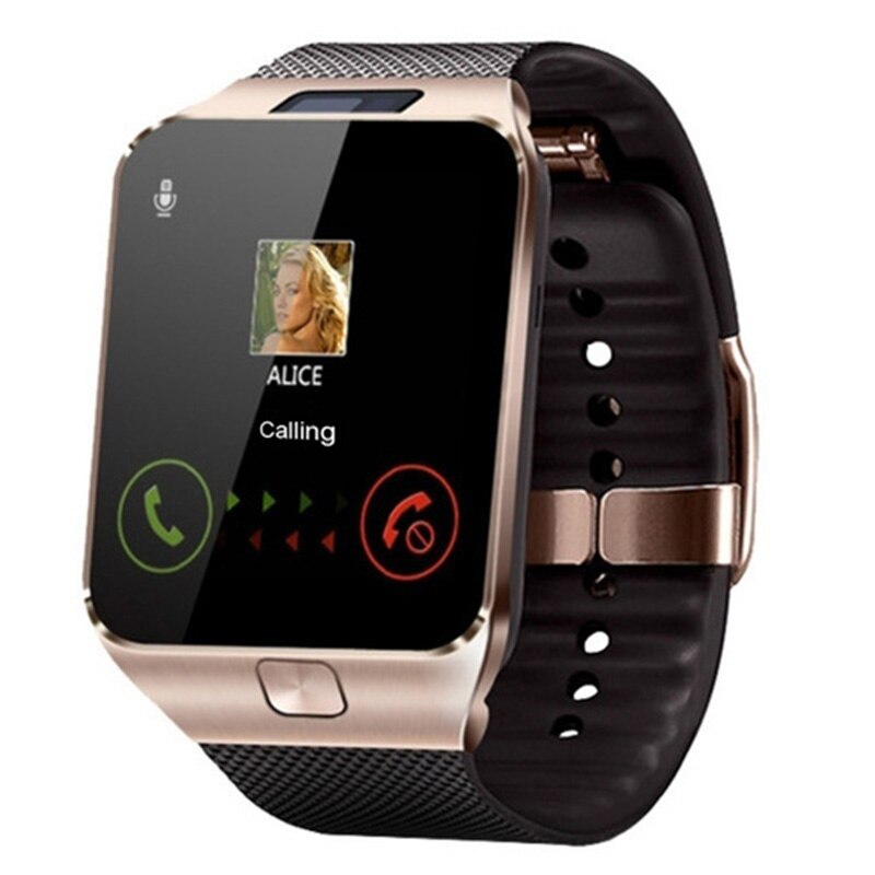 Smart Horloge Mannen Android Telefoon Bluetooth Horloge Waterdicht Camera Simkaart Smartwatch Call Armband Horloge Vrouwen DZ09: Goud