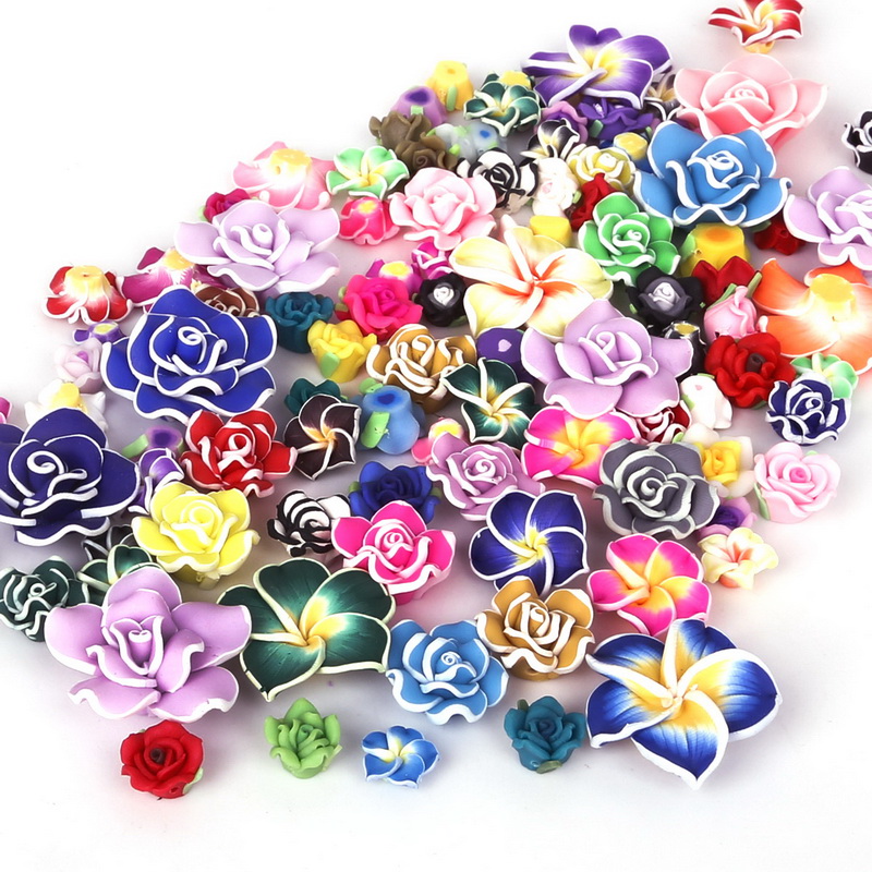 5-10 Stuks Mode Mooie Charmant Gemengde Kleur Polymer Clay Bloem Losse Spacer Kralen 10-30mm