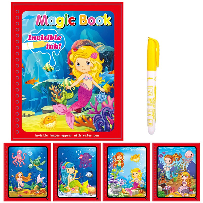 35 Style Montessori Set da disegno per giocattoli per bambini colorazione riutilizzabile libro magico per acqua tavolo da pittura per Doodle educativo precoce sensoriale: green