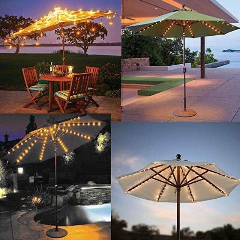 Parapluie imperméable, lumière à distance, éclairage d'extérieur, idéal pour un Patio, un jardin, 8 types différents, LED, lumière Led