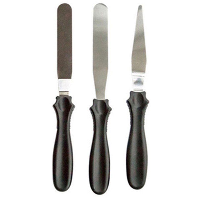 3Pcs/Set Blade Black Spatula Cake Icing Spatula Smooth Filling Tool Cutter Set Baking Pastry Decorating Tool: Default Title