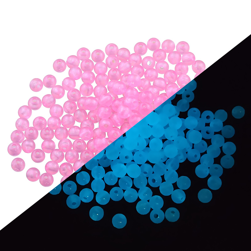 50 ~ 200 Uds. Cuentas sueltas redondas acrílicas luminosas blancas, verdes y azules que brillan en la oscuridad para fabricación de joyería, pulseras DIY de 6/8/10MM: Verde / 8 mm