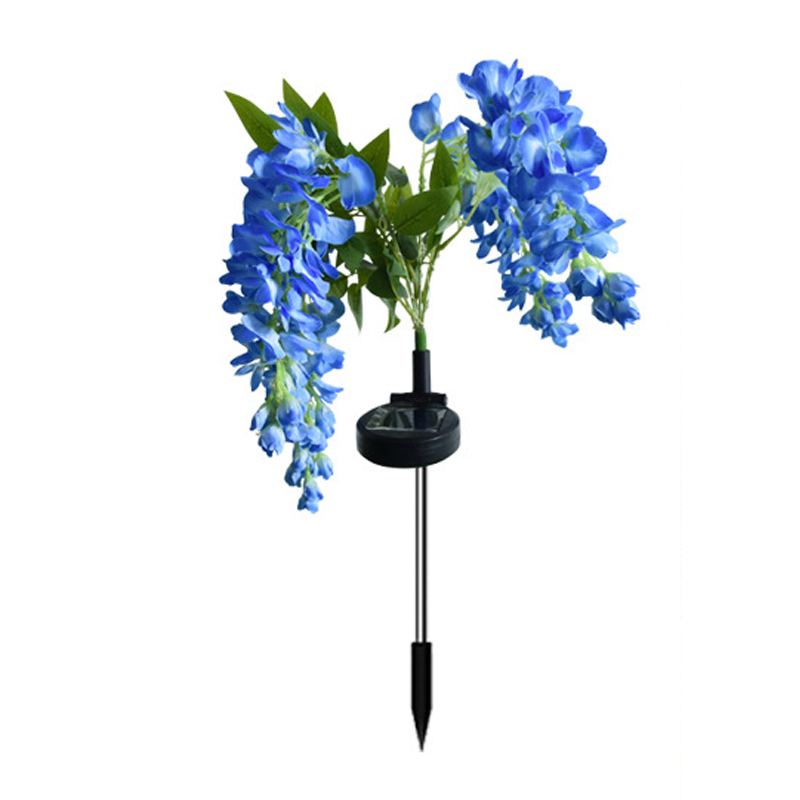 Solcellehavelamper udendørs 4 grene blomsterlamper til udendørs brug 2 tilstande vandtæt haveindretning til haven terrasse sti baggård: Blå