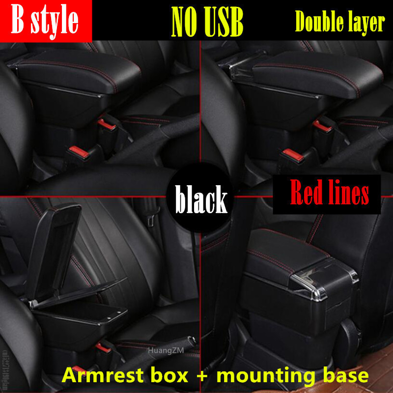 Auto Armsteun Voor Nissan Versa Armsteun Doos Almera Centrale Winkel Inhoud Opbergdoos Interieur Met Usb Interface: B1 red line NO USB