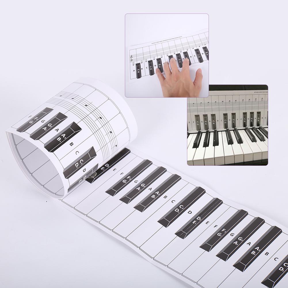 Double Sides Piano Keys Chart Piano Keyboard Exercise Paper Keyboard Training Guide Piano Staff Contrast Drawing Chord Chart