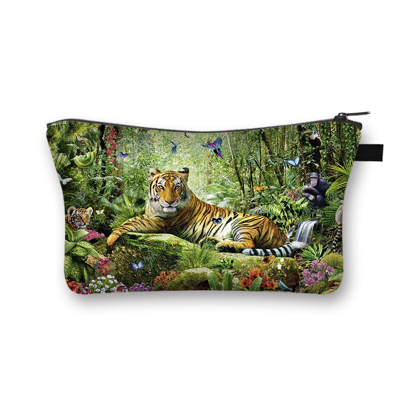 Biały nadruk tygrysa kosmetyczka moda kosmetyczka kosmetyczka torebka na suwak Organizer podróżna kosmetyczka kosmetyczka dziewczyny Mini torebka: shzbtiger14