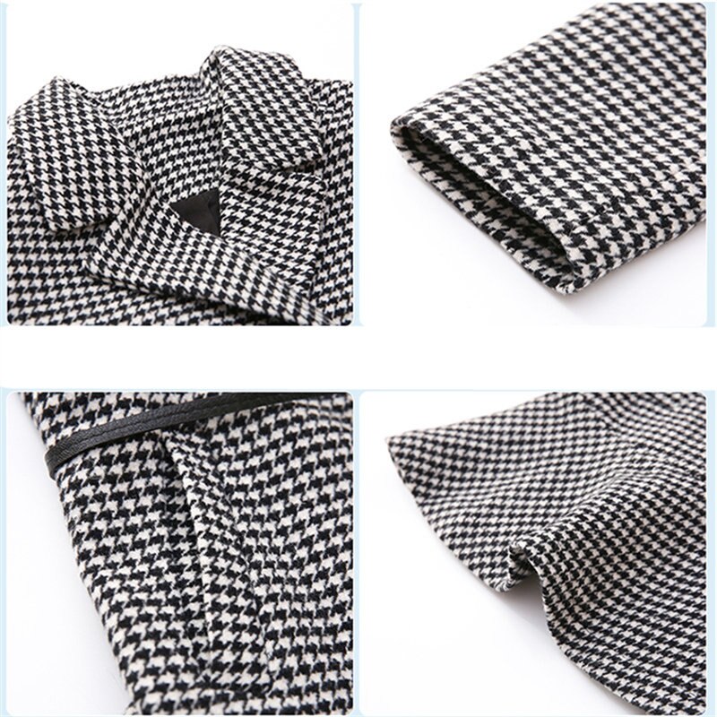 Abrigo de lana gruesa para niña, Chaqueta larga de estilo a cuadros, a la para niño prendas de vestir, ropa para adolescentes de 5 a 14 años, Otoño e Inglaterra