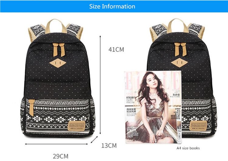 Fengdong 3pcs/set kids vintage school backpack bag set school bags for teenage girls polka dot backpacks for children bookbag