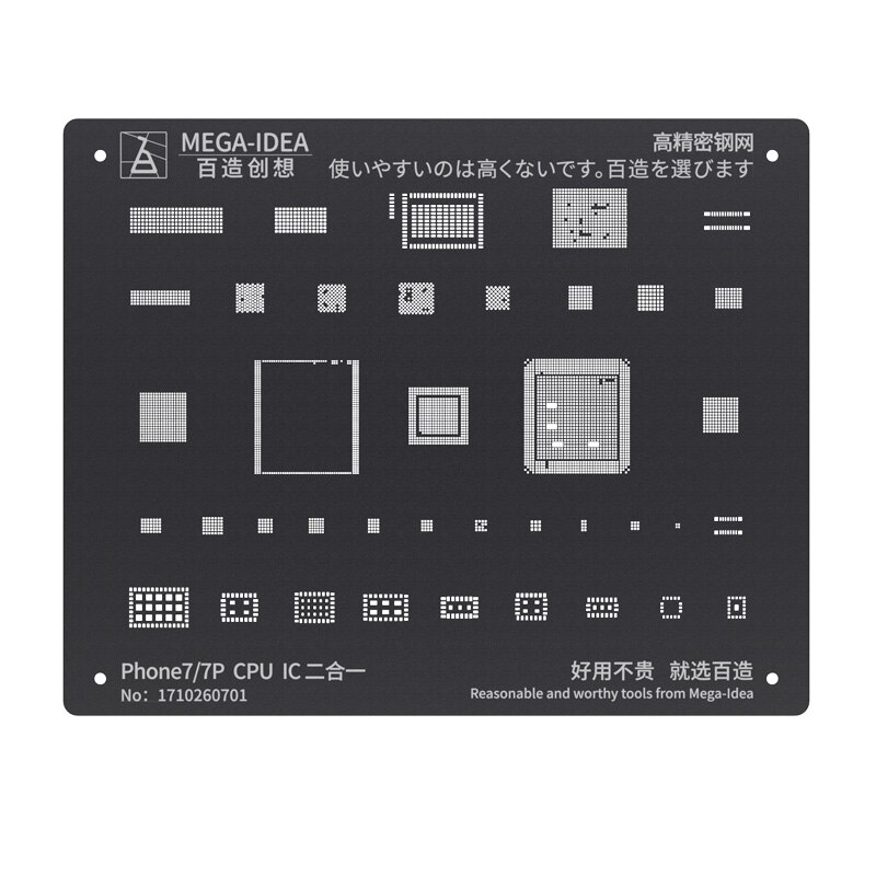 Pochoir de reballage BGA en acier noir pour iPhone 11/11Pro /11Pro max/XS/XS MAX/XR/X/8P/8/7P/7/6SP/6S/6P/6 CPU IC plantation maille d'étain