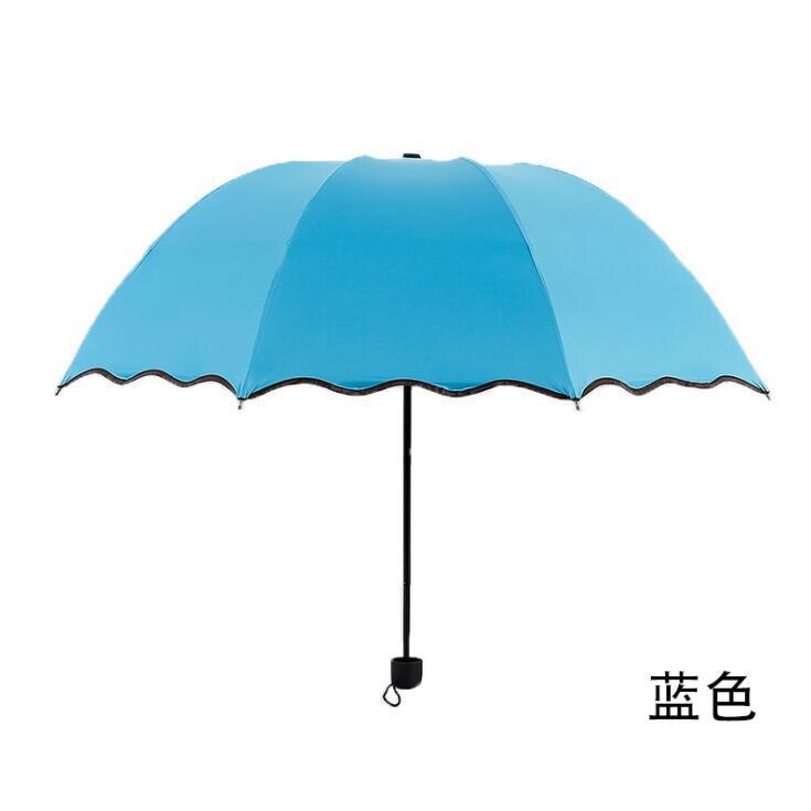 Paraguas de lluvia estilo universitario resistente al agua, paraguas que cambia de Color, sombrilla gruesa para mujer protección UV Water Open Th: Blue