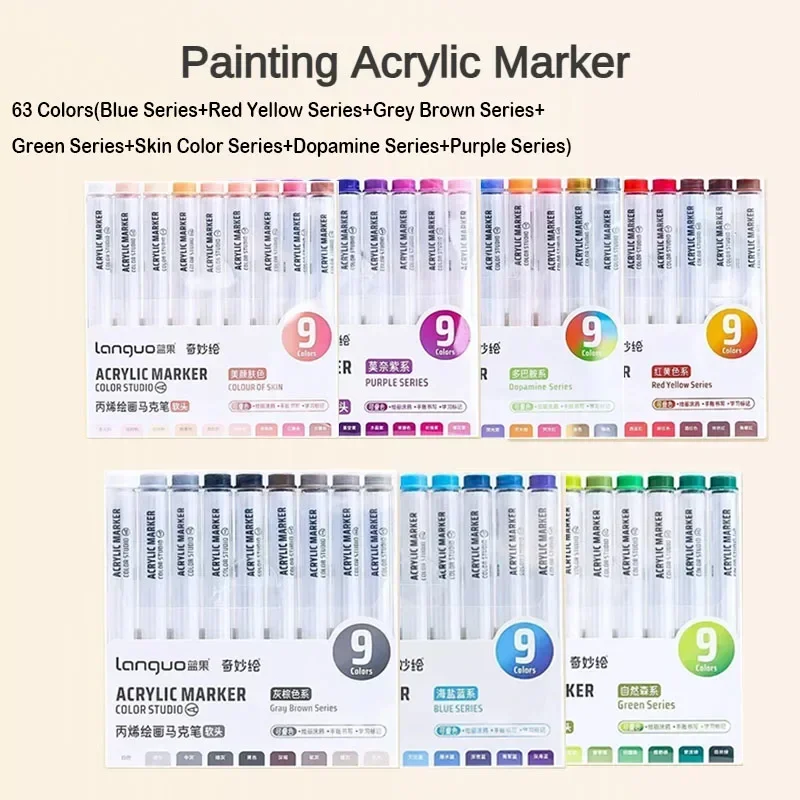 Canetas marcadoras de tinta acrílica, 81/72/63/9 cores, desenho diy para pintura em rocha, tecido de vidro cerâmico, cartão diy, materiais de arte, papelaria: Transparente
