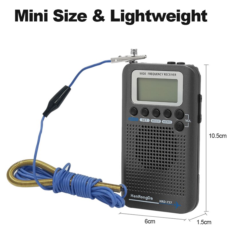 Ffyy-Hanrongda HRD-737 Draagbare Radio Vliegtuigen Band Ontvanger Fm/Am/Sw/Cb/Air/Vhf radio Wereldontvanger Met Lcd Display Wekker