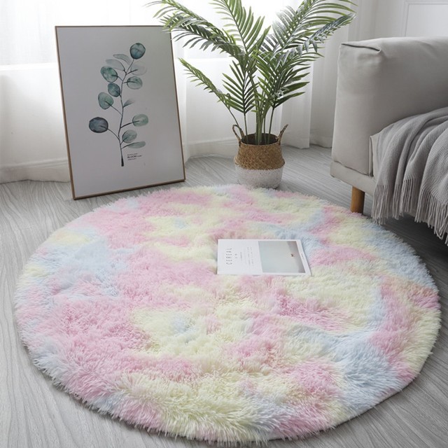 Petit tapis rond antidérapant, coloré, 40/60/80cm, pour salon et chambre à coucher, impression de teinture par nouage, décoration de la maison, hiver