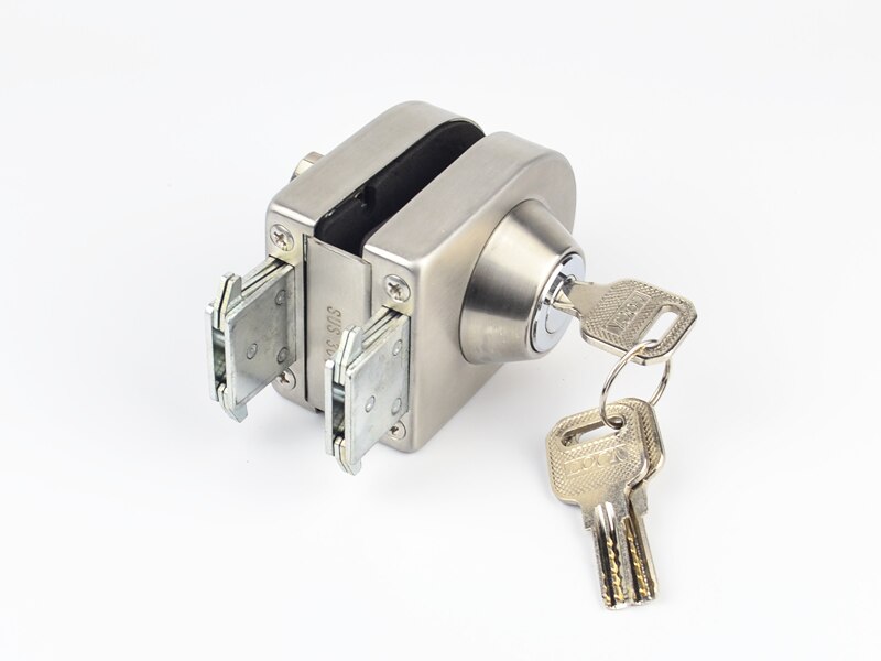 Glass Door Lock, stainless steel,No need to Drilling on glass,lock inside and outside,single door,Frameless glass door