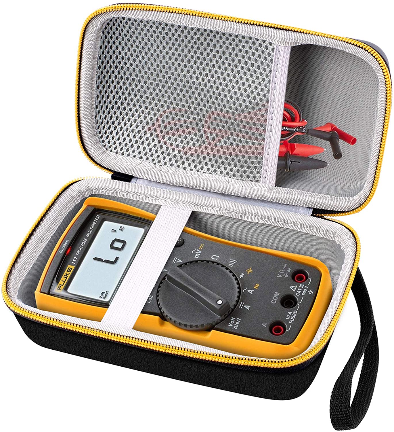 Hard Case for Fluke 117/115/116 Electricians True RMS Digital Multimeter, Protective Carrying Storage Bag with Accessories Mesh