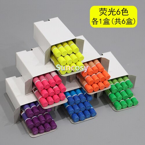 Metallic fluorescent oil painting stick monochrome pastel sticker,bright pearlescent texture painting dazzling bright color: 6 box full set