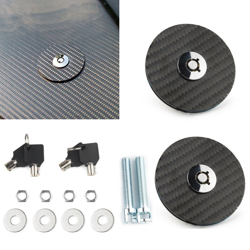Auto Universele Motor Hood Cover Lock Key Pin Kit Quick Klink Release Aluminiumlegering Motorkappen Klink: carbon fiber grain