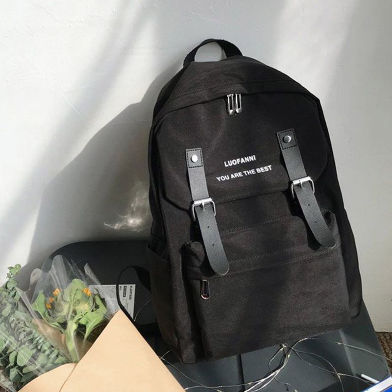 Anti-theft Rucksack Canvas Backpack School Bag Casual College Daypack: 3TT904194-BK