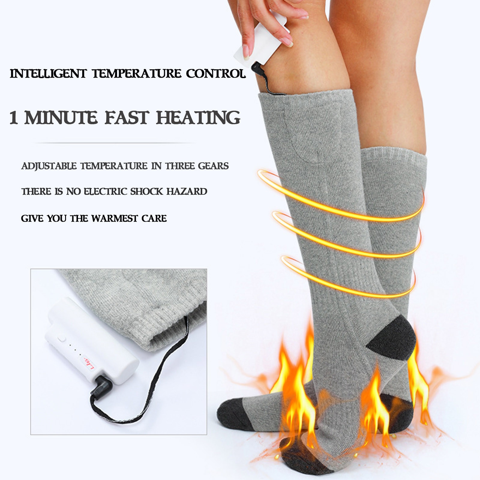 2 Lithium Battery+adjust Thermal Cotton Heated Socks 1Pair Outdoor Winter Skiing Bicycle Foot Warmer Electric Sport Warming Sock: Default Title