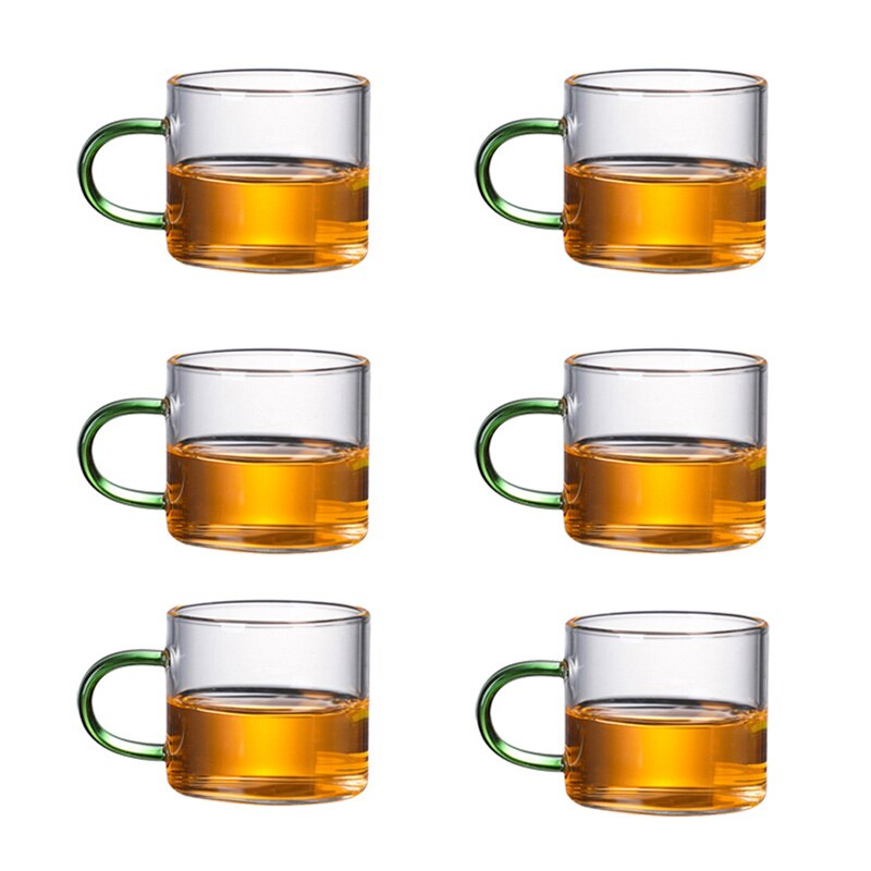 Hittebestendig Glas Theepot Met Roestvrijstalen Theefilter Verwarmde Container Thee Pot Goede Clear Ketel Vierkante Filter Manden: 6pcs 80ml green