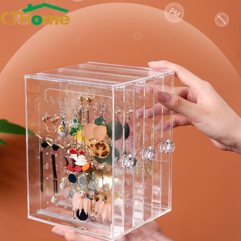Expositor de joyería de material acrílico, soporte para pendientes y organizador de joyas, caja de soporte para escaparate de pendientes, nueva