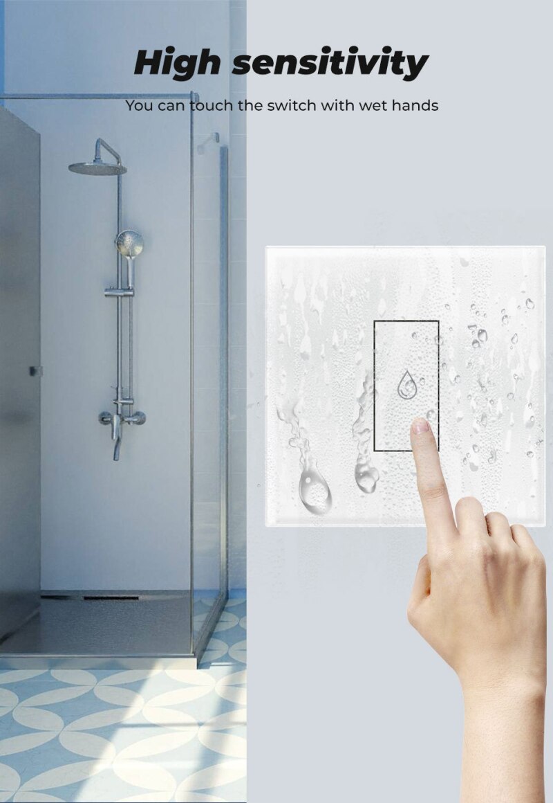 TUYA 20A interruptor calentador de agua Wifi inteligente interruptor de pared táctil Panel de vidrio templado momento Control remoto funciona con Google